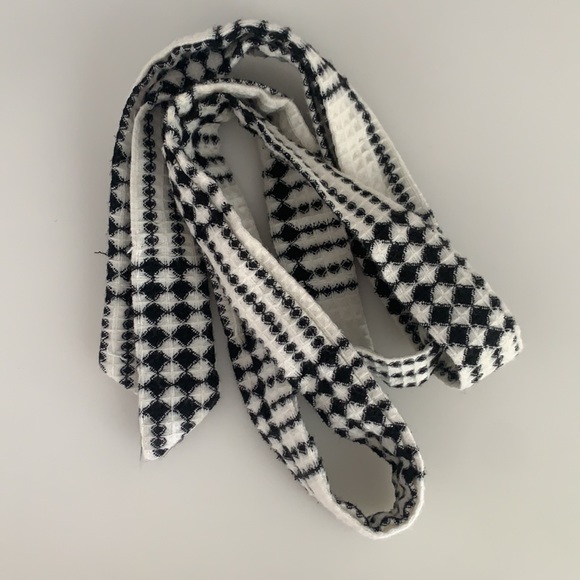 SHEIN Self Tie Plaid Pocket Black and White Coat - Picture 4 of 10